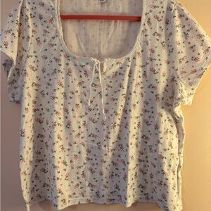 Old Navy Floral Print Blouse - White and Pink